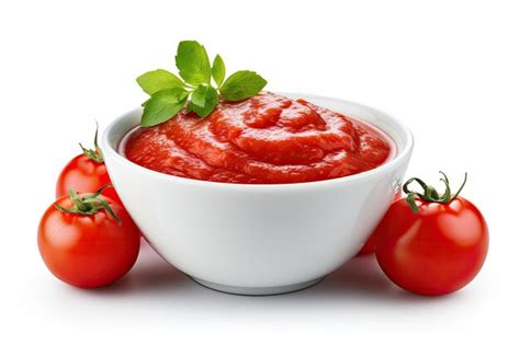 Red Tomato Sauce In A Bowl On A White Background Premium Ai Generated