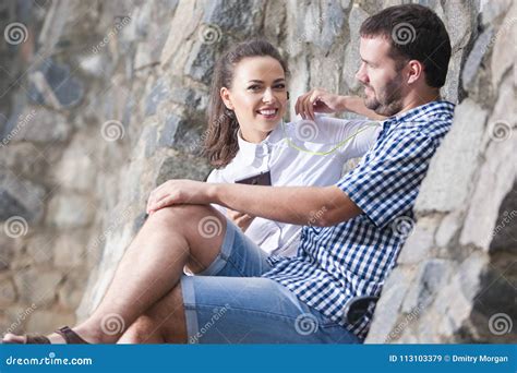 Love Relationships Concepts Happy And Positive Caucasian Couple Stock