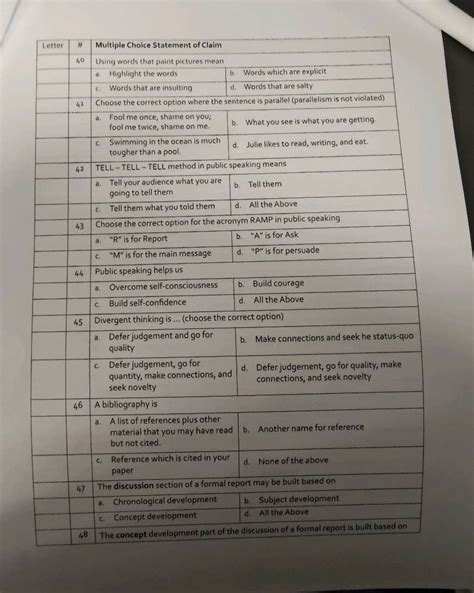 Cccc Letter Lticolumn L Multiple Choice Studyx