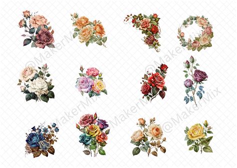 Watercolor Roses Clipart Roses Clipart Watercolor Clipart - Etsy