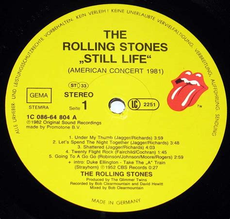 ROLLING STONES Still Life American Concert 1981 Album Cover Gallery ...