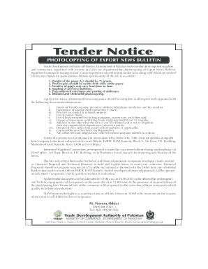 Fillable Online Tdap Gov Tender Photocopy Bulletin 13Ad Photocopy