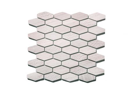 Angora Textured Elongated Hexagon Mosaic In Denver Petraslate Tile