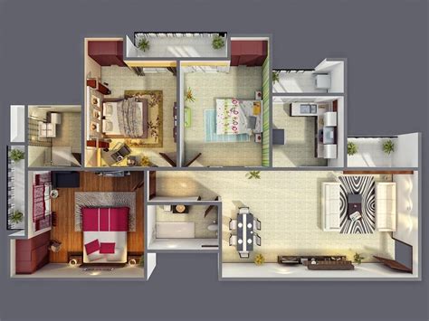 50 Three “3” Bedroom Apartment/House Plans | Architecture & Design