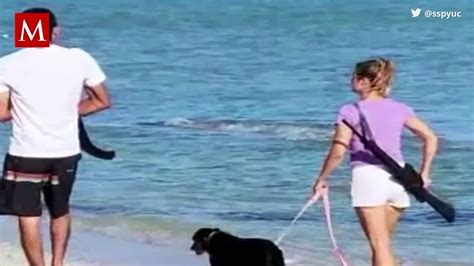 Turista se pasea por playas de Yucatán con un rifle Vídeo Dailymotion