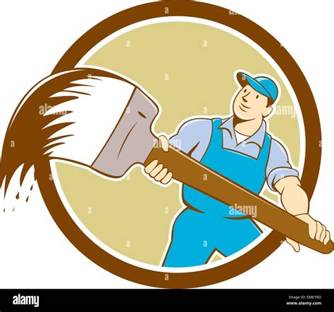 House Painter Giant Paintbrush Cartoon Stock Vector Image And Art Alamy