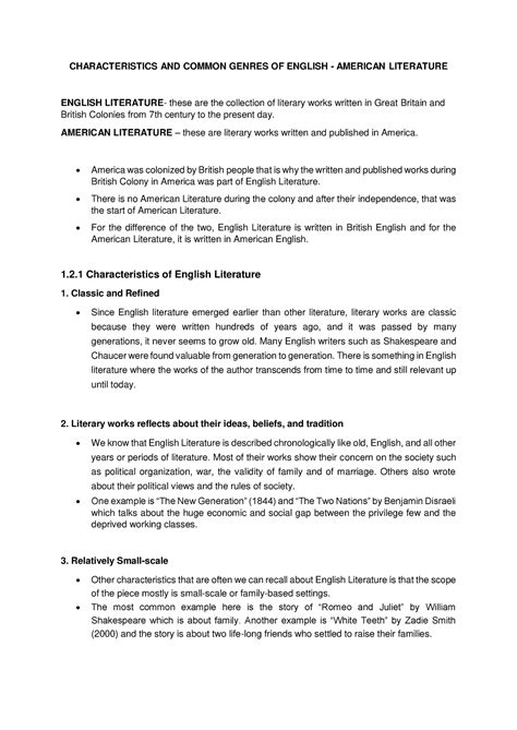 Characteristics and Common Genres of English and American Literature ...