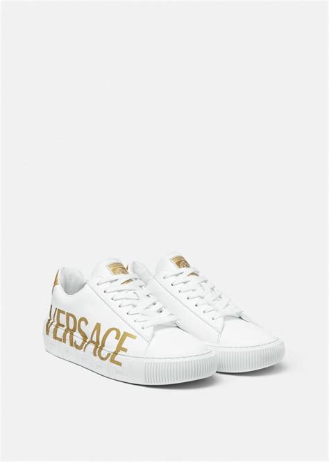 Men VERSACE Sneakers Logo Greca Sneakers White Gold Hector Us