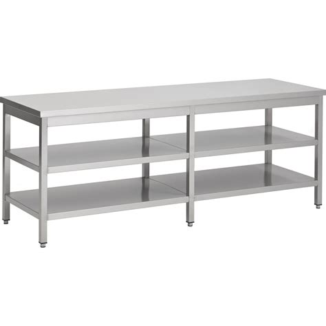 Table Inox Centrale P X H Mm Sans Dosseret Tablettes