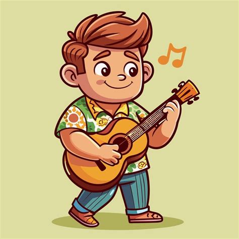 Cute Ukulele Man Vector Graphic Premium Ai Generated Vector