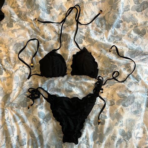 Garage Triangle Black Bikini With Metal Ring Size S Depop