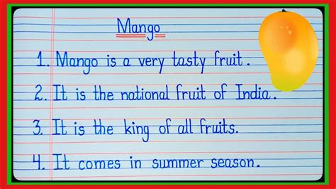 Mango 10 Lines In Englishessay On Mango In English Writingmy