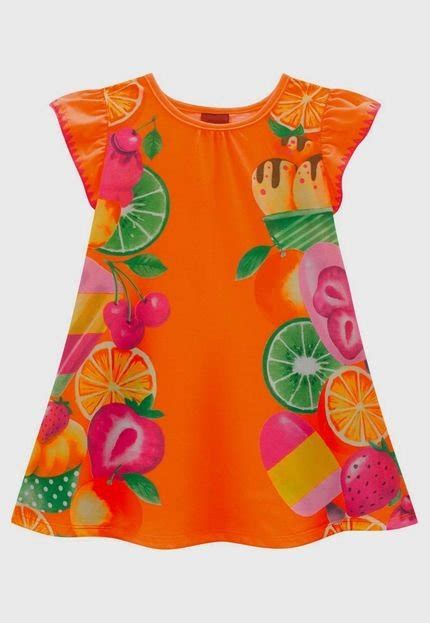 Vestido Infantil Kyly Frutas Laranja Compre Agora Dafiti Brasil