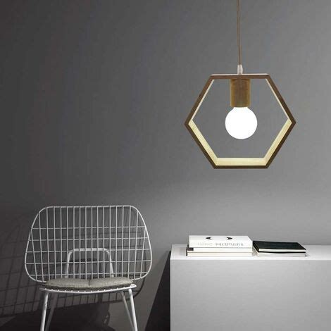 COMELY Nordic In Geometric Hexagon Wood Pendant Lights Unique Head