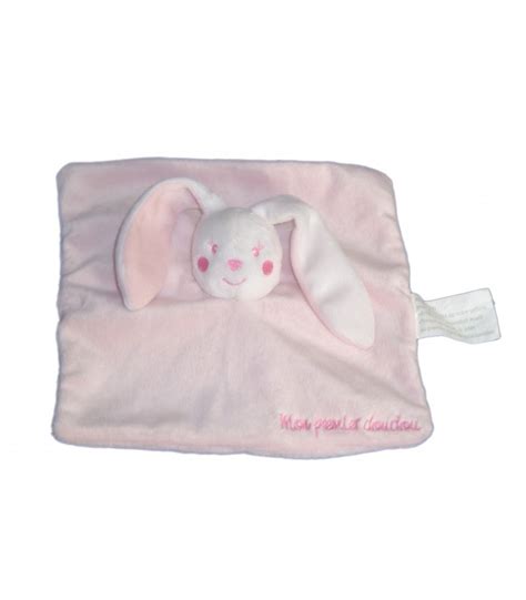 Doudou Plat Lapin Blanc Rose Kimbaloo La Halle Mon Premier Doudou