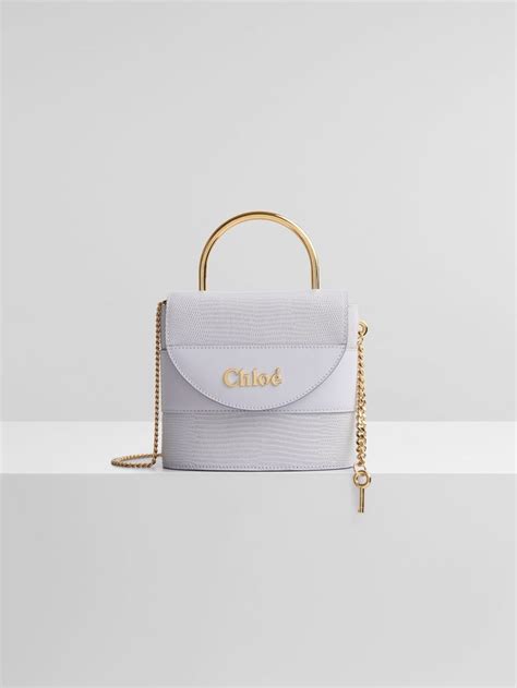 Mini Chloe Handbag Small Aby Lock Chain Bag In Embossed Lizard Effect