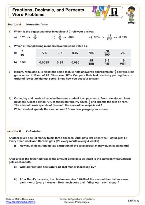 Solving Decimal Word Problems Interactive Worksheet Worksheets Library