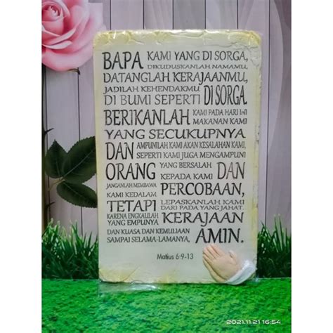 Jual Plakat Resin Pajangan Dinding Rohani Kristen Katolik Doa Bapa Kami