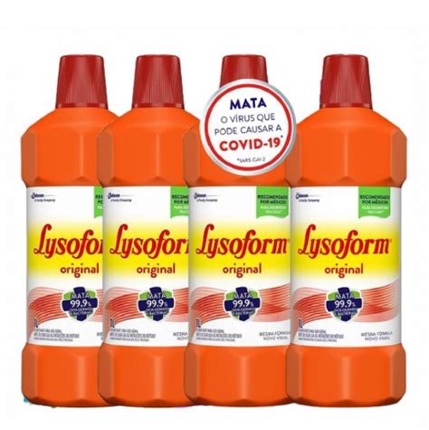 Kit Desinfetante Lysoform Líquido Bruto Original 1L 4 unidades WT