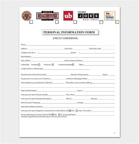 Free 12 Personal Information Forms Pdf Word Excel