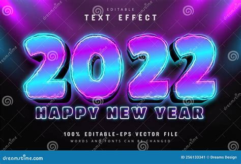 Happy New Year 2022 Neon Style Text Effect Stock Vector Illustration Of Effect Decoration