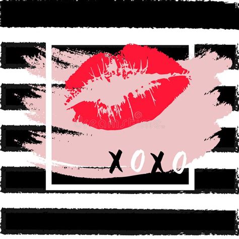 XOXO Hugs and Kisses Lipstick Kiss on a White Background. Stock Vector ...