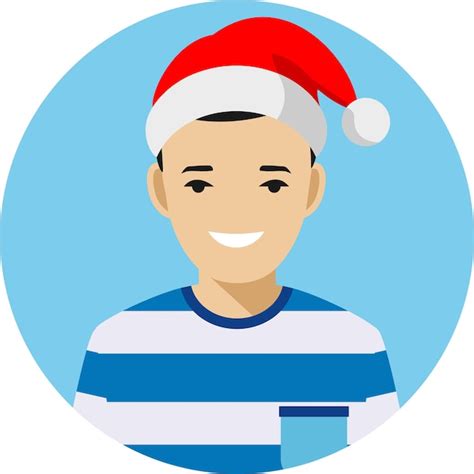 Premium Vector Cute Smiling Boy In Santa Claus Hat In Flat Style