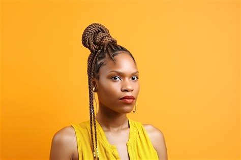 Jolie Femme Afro américaine Avec Des Tresses Colorées Sur Un Fond De