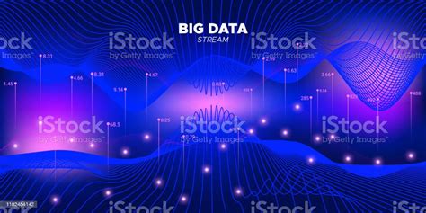 Glow Big Data Stream Blue Particle Matrix Stock Illustration Download