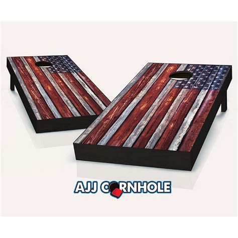 Ajjcornhole Country Rustic American Flag Cornhole Set With Bags 8 X 24 X 48 In Oriental Trading