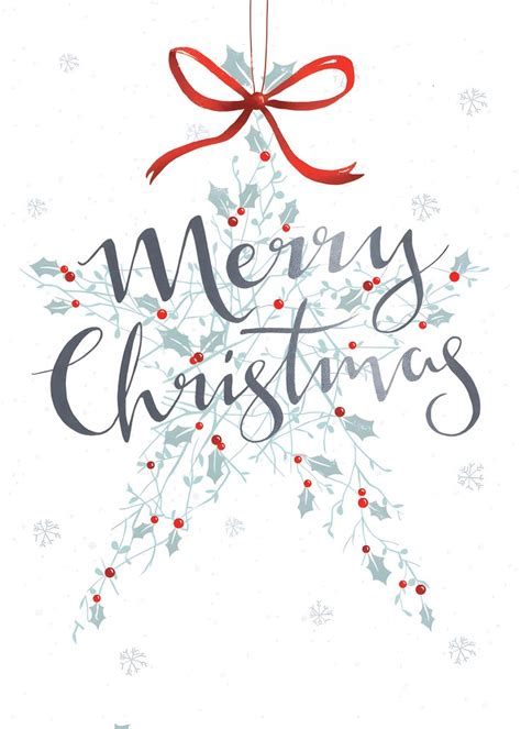 A Christmas Card With The Words Merry Christmas Hanging From It S