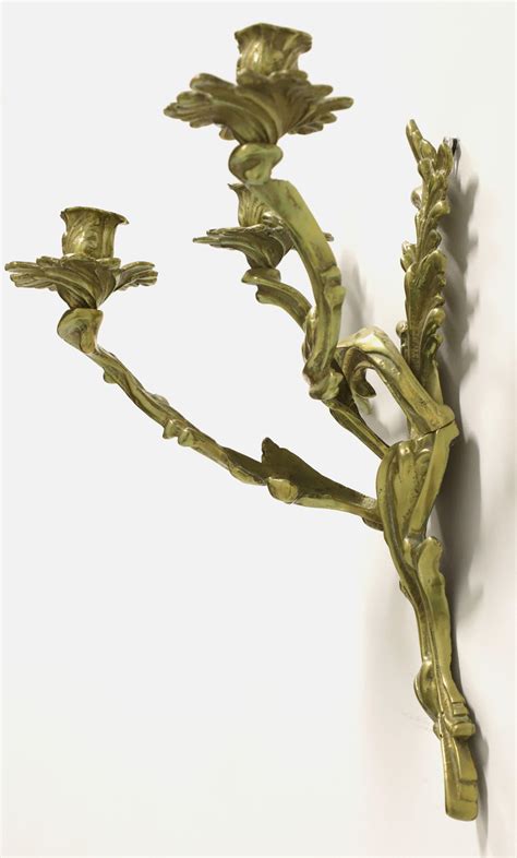 Antique 1920 S Solid Brass Rococo Style Candle Wall Sconce For Sale At