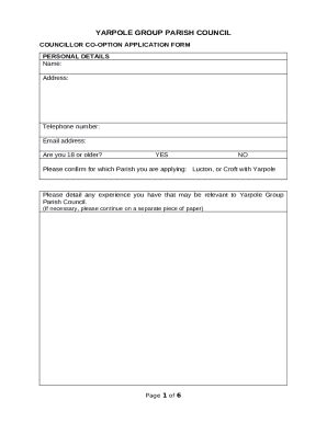 Cam Parish Council Co Option Application Doc Template PdfFiller