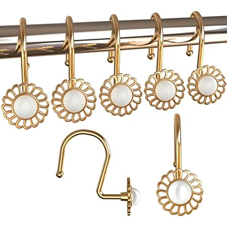 Amazon Lewondr Shower Curtain Hooks Set Of Heavy Duty Metal