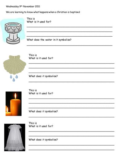 Symbols Of Baptism Worksheet For Kids