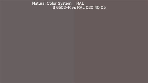 Natural Color System S 6502 R Vs Ral Ral 020 40 05 Side By Side Comparison