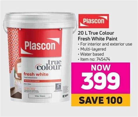 Plascon 20L True Colour Fresh White Paint Offer At Game