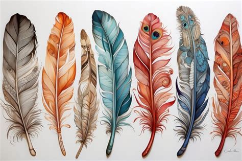 Premium Photo Different Types Of Feathers On A White Background