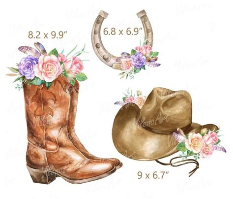 Watercolor Cowboy Clipart Rustic Country Wedding Clip Art Png Etsy