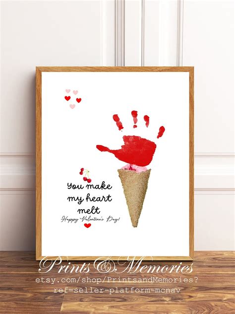 Ice Cream Handprint Art You Make My Heart Melt Valentines Day