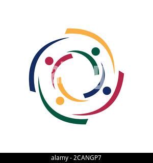 Modern Circle Rounded Connected Unity Colorful People Community Logo