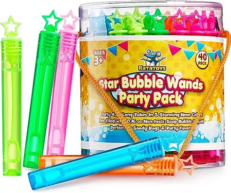 Amazon.com: Star Bubble Wands Party Favors Pack Of 40 By Ratatoys: Mini Neon Bubble Wands | Odor ...