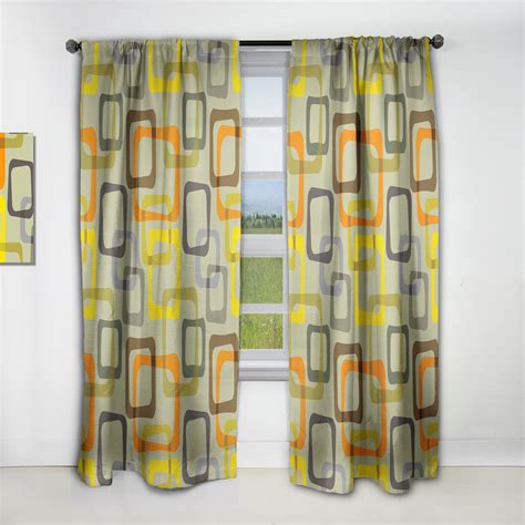 Designart Retro Square Design Vii Mid Century Modern Blackout Curtain