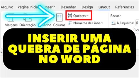 Inserir Uma Quebra De P Gina No Word Youtube