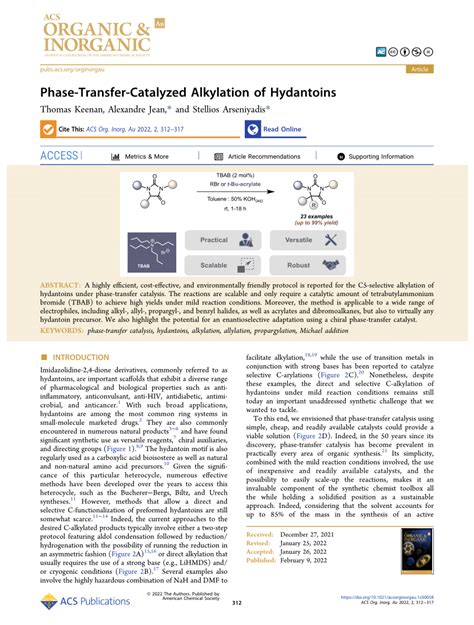 Pdf Phase Transfer Catalyzed Alkylation Of Hydantoins