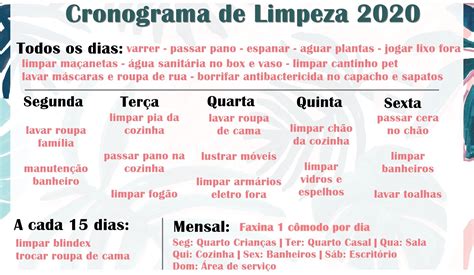 Cronograma De Limpeza 2020 Blog Da Priscilla Cronograma De Limpeza Limpeza Rotinas De Limpeza