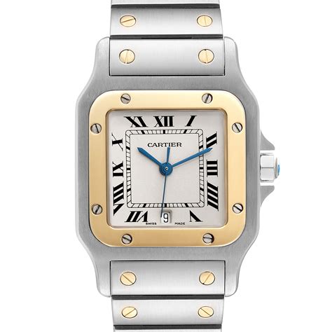 Cartier Santos Galbee Large Steel Yellow Gold Mens Watch W20011c4