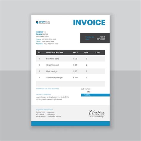 Premium Vector Vector Invoice Design Template