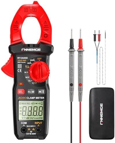 Fnnemge Digital Clamp Meter Dc Ac Current A Multimeter True Rms