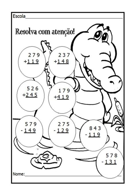 Atividade De Adição E Subtração Para O 3º Ano Fundamental